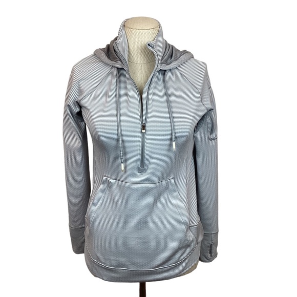 Athleta Heavenly Hail Hoodie Jacket 1/2 Zip Sweater Stripe - Picture 1 of 11